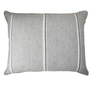 NWT $195 Ann Gish Linen Wool Stripe SET of 2 STANDARD Pillow Shams - Grey